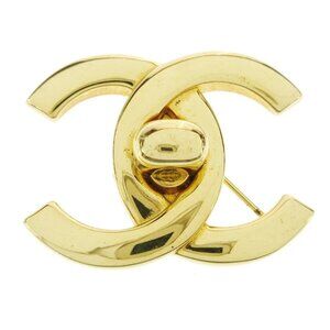 Chanel Turnlock Brooch Pin Gold Large 96P 73734
